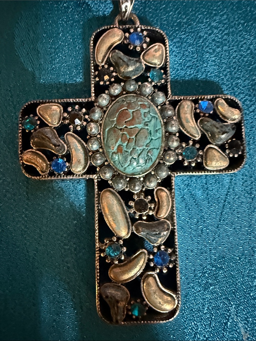 Decorative Turquoise Cross Pendant necklace